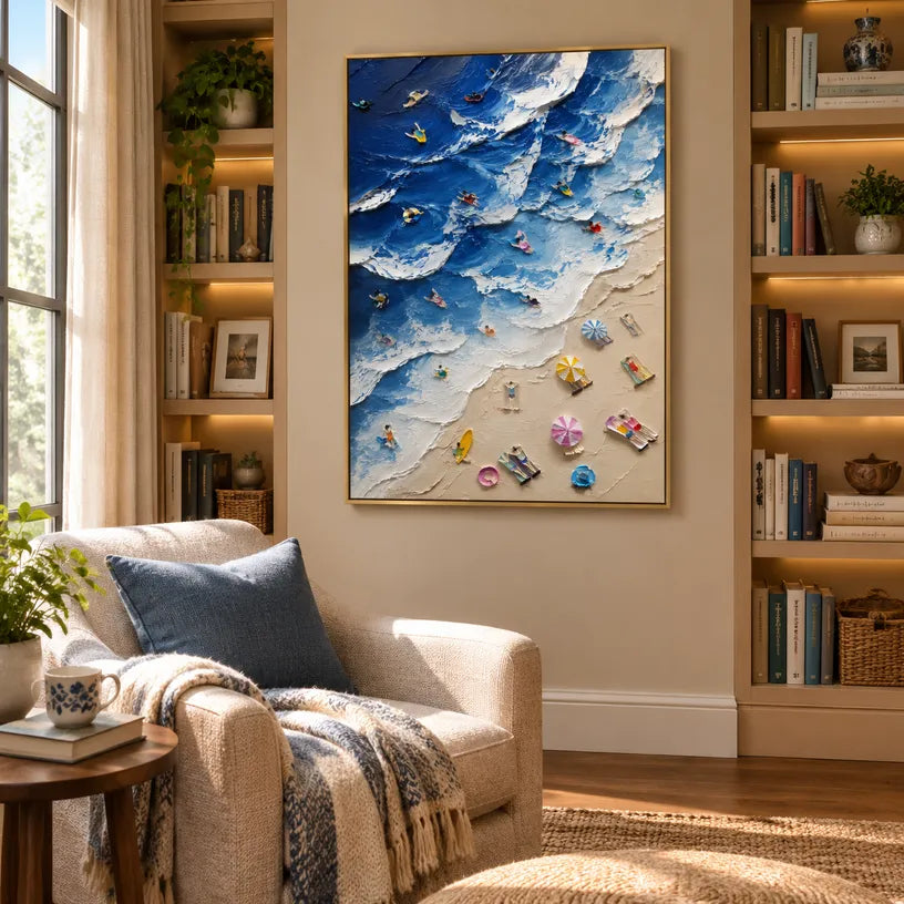 Plaster & Texture abstract oil painting showing layered abstract marks, texture and expressive painterly movement in a blue palette.