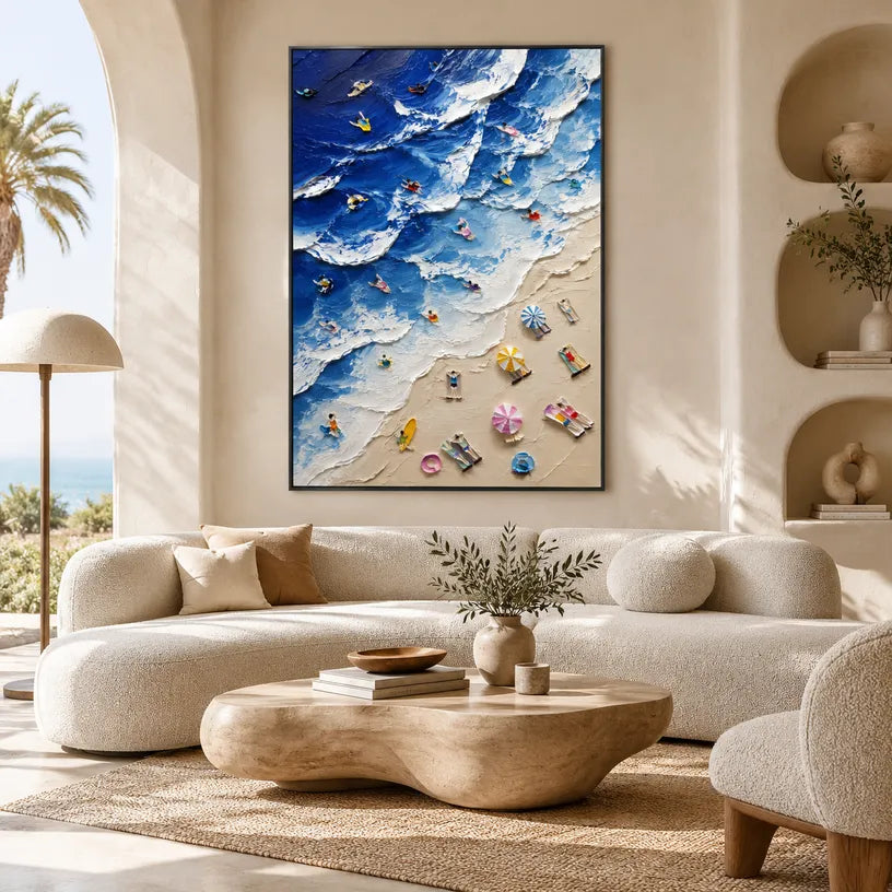 Plaster & Texture abstract oil painting showing layered abstract marks, texture and expressive painterly movement in a blue palette.
