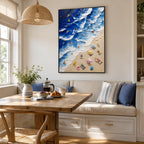 Plaster & Texture abstract oil painting showing layered abstract marks, texture and expressive painterly movement in a blue palette.