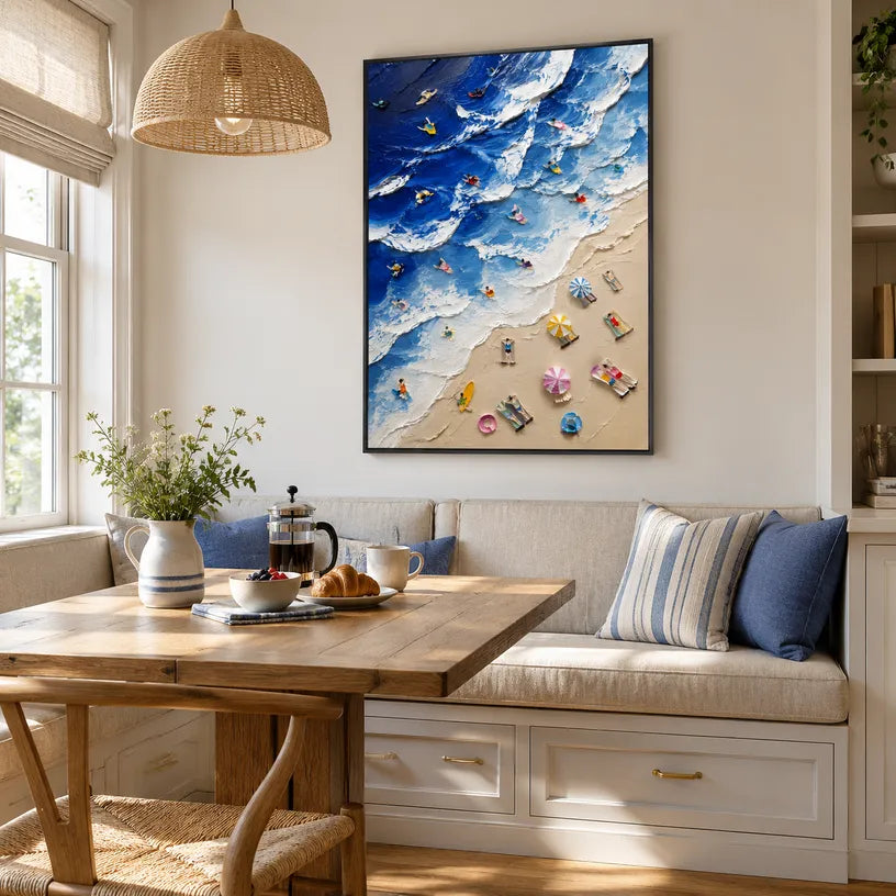 Plaster & Texture abstract oil painting showing layered abstract marks, texture and expressive painterly movement in a blue palette.