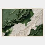 Plaster & Texture abstract oil painting showing layered abstract marks, texture and expressive painterly movement in a green palette.