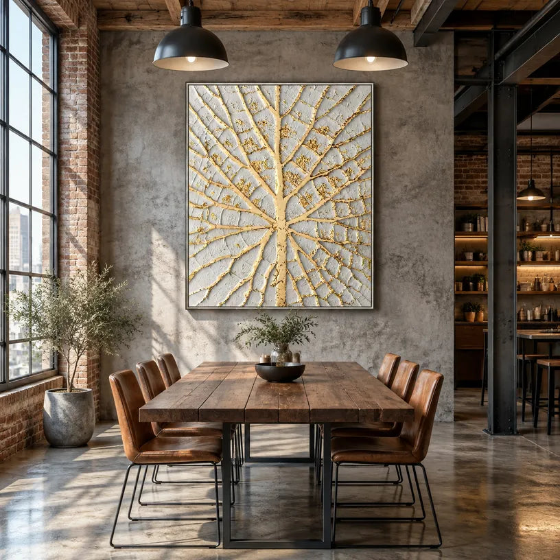 Plaster & Texture abstract oil painting showing layered abstract marks, texture and expressive painterly movement in a yellow palette.