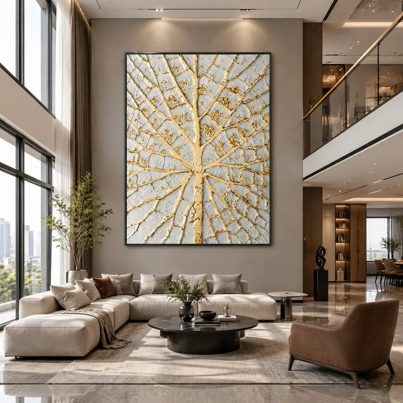 Plaster & Texture abstract oil painting showing layered abstract marks, texture and expressive painterly movement in a yellow palette.