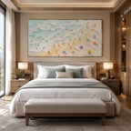 Plaster & Texture abstract oil painting showing layered abstract marks, texture and expressive painterly movement in a beige palette.