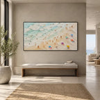 Plaster & Texture abstract oil painting showing layered abstract marks, texture and expressive painterly movement in a beige palette.