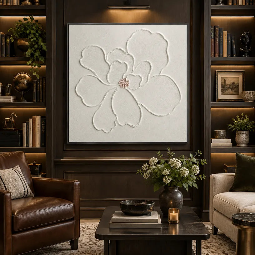 Plaster & Texture floral/botanicals & nature oil painting showing botanical forms, flowers or trees arranged in a calm painterly composition in a grey palette.