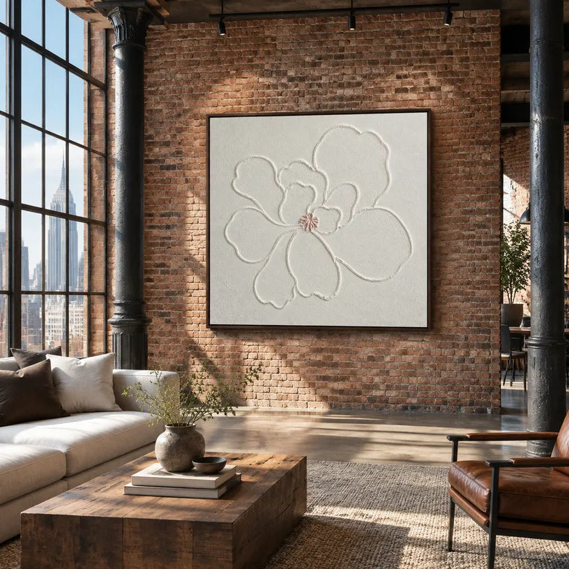 Plaster & Texture floral/botanicals & nature oil painting showing botanical forms, flowers or trees arranged in a calm painterly composition in a grey palette.