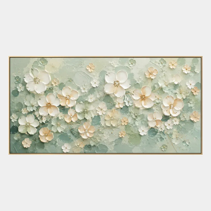 Plaster & Texture abstract oil painting showing layered abstract marks, texture and expressive painterly movement in a green palette.