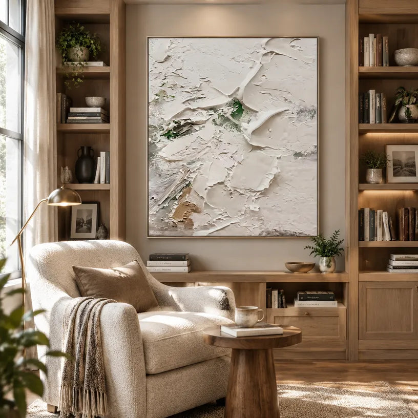 Plaster & Texture abstract oil painting showing layered abstract marks, texture and expressive painterly movement.