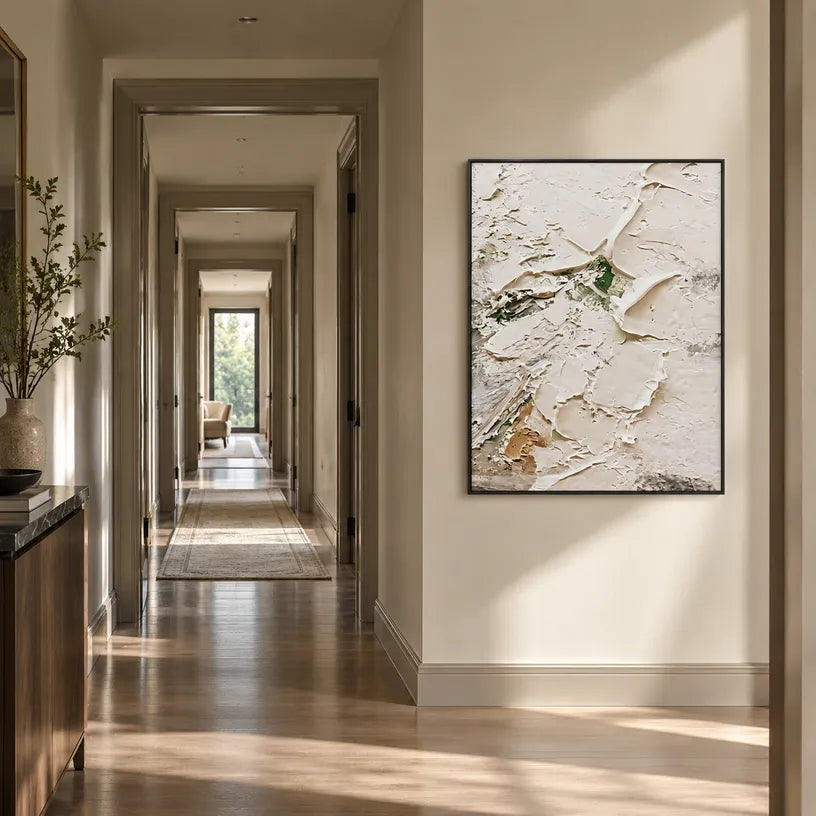 Plaster & Texture abstract oil painting showing layered abstract marks, texture and expressive painterly movement.