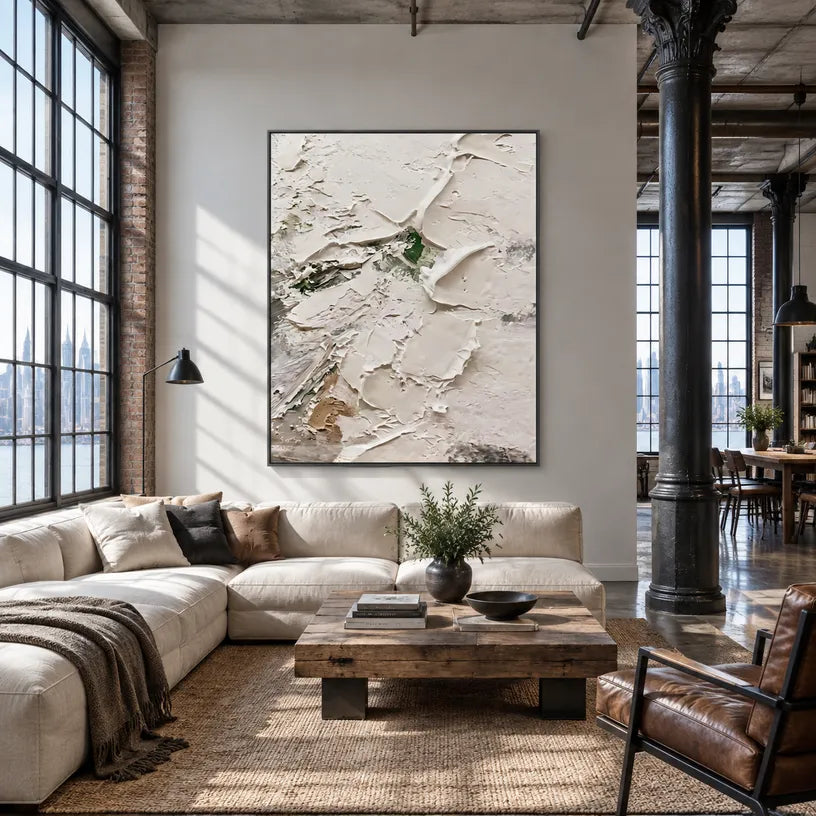 Plaster & Texture abstract oil painting showing layered abstract marks, texture and expressive painterly movement.