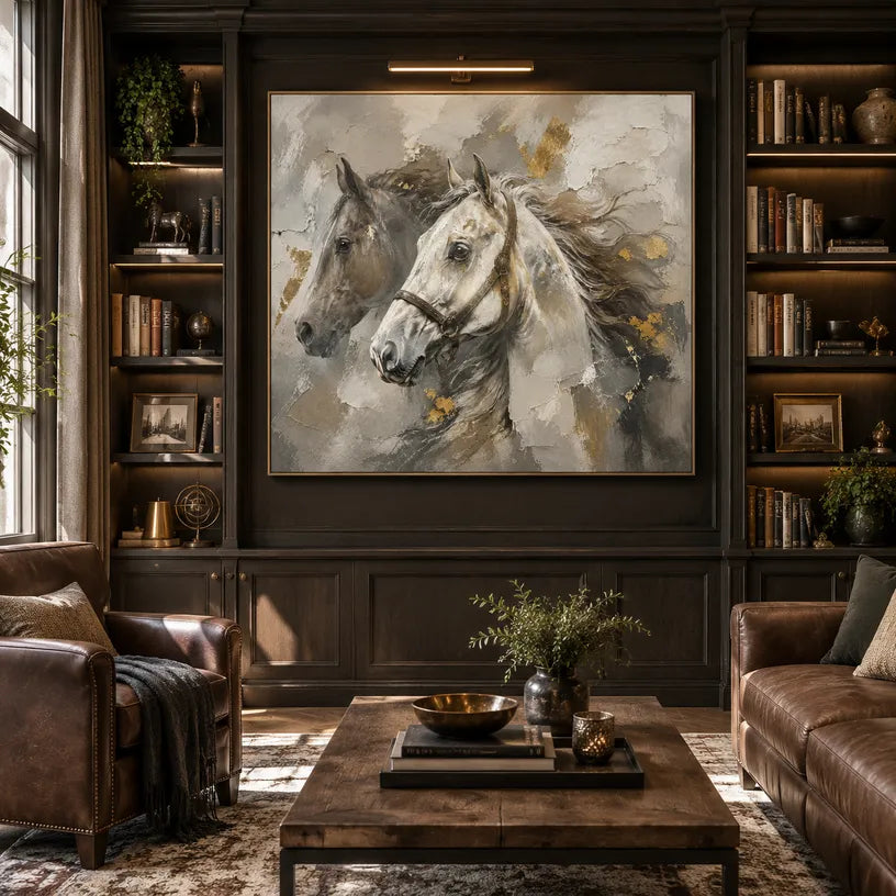 Plaster & Texture abstract oil painting showing layered abstract marks, texture and expressive painterly movement in a brown palette.