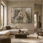 Plaster & Texture abstract oil painting showing layered abstract marks, texture and expressive painterly movement in a brown palette.