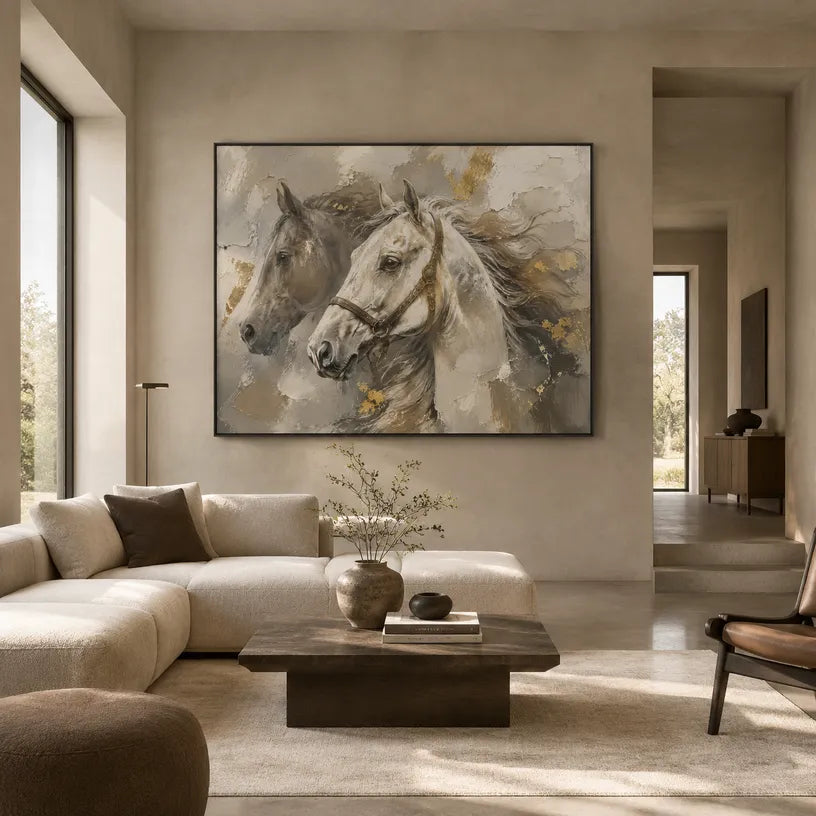 Plaster & Texture abstract oil painting showing layered abstract marks, texture and expressive painterly movement in a brown palette.