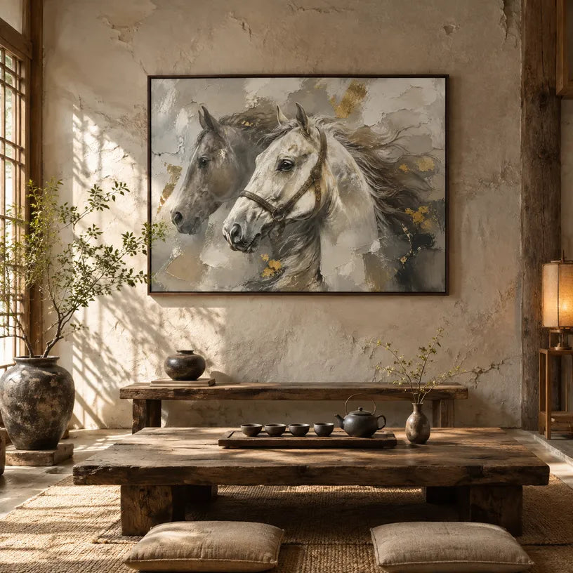 Plaster & Texture abstract oil painting showing layered abstract marks, texture and expressive painterly movement in a brown palette.