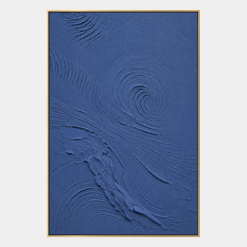 Plaster & Texture abstract oil painting showing layered abstract marks, texture and expressive painterly movement in a blue palette.