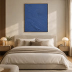 Plaster & Texture abstract oil painting showing layered abstract marks, texture and expressive painterly movement in a blue palette.