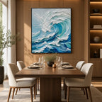 Plaster & Texture abstract oil painting showing layered abstract marks, texture and expressive painterly movement in a blue palette.