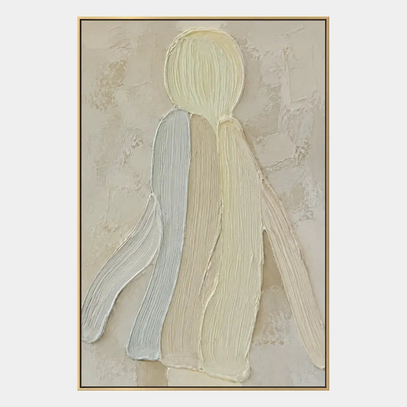 Plaster & Texture abstract oil painting showing layered abstract marks, texture and expressive painterly movement in a yellow palette.