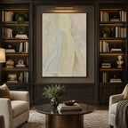 Plaster & Texture abstract oil painting showing layered abstract marks, texture and expressive painterly movement in a yellow palette.