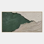 Plaster & Texture abstract oil painting showing layered abstract marks, texture and expressive painterly movement in a green palette.