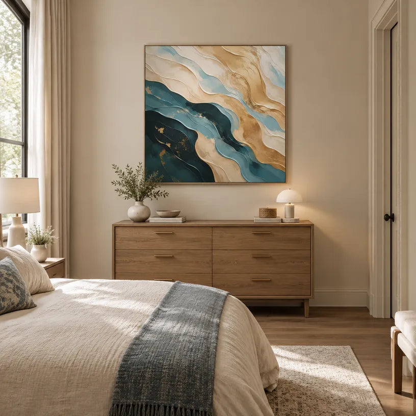 Plaster & Texture abstract oil painting showing layered abstract marks, texture and expressive painterly movement.