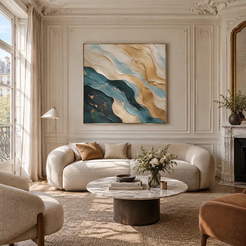 Plaster & Texture abstract oil painting showing layered abstract marks, texture and expressive painterly movement.