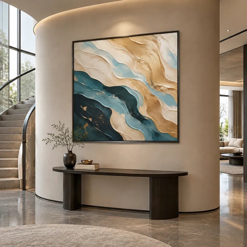 Plaster & Texture abstract oil painting showing layered abstract marks, texture and expressive painterly movement.