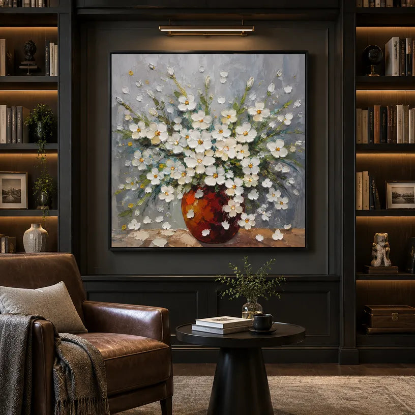 Plaster & Texture abstract oil painting showing layered abstract marks, texture and expressive painterly movement in a grey palette.
