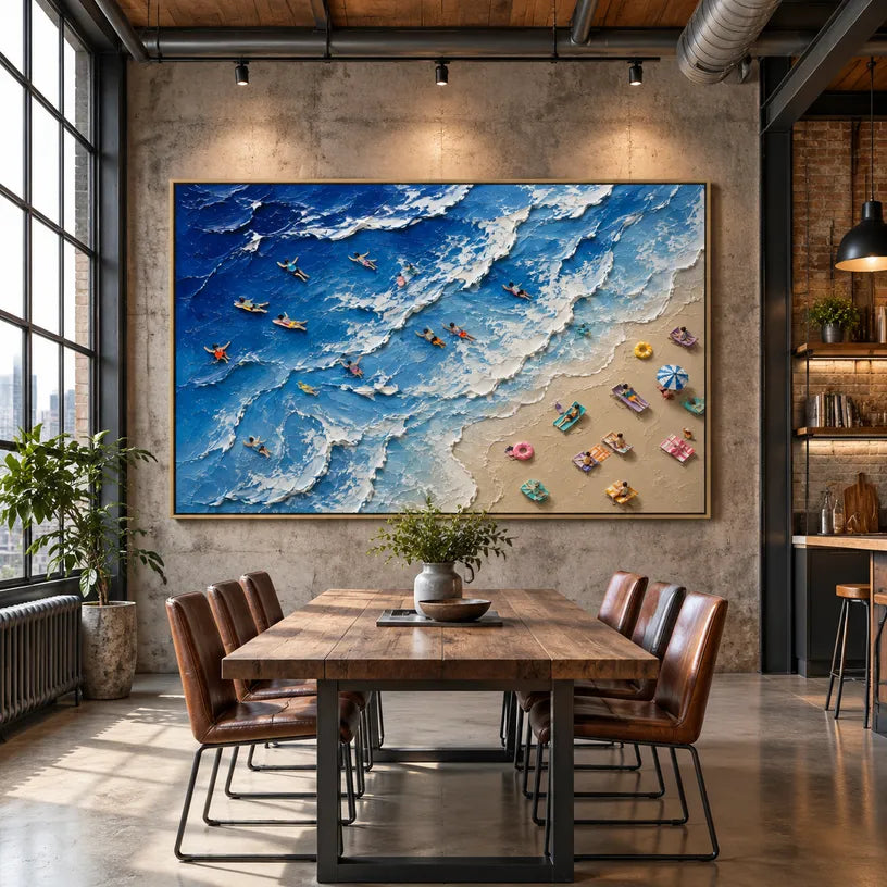 Plaster & Texture abstract oil painting showing layered abstract marks, texture and expressive painterly movement in a blue palette.
