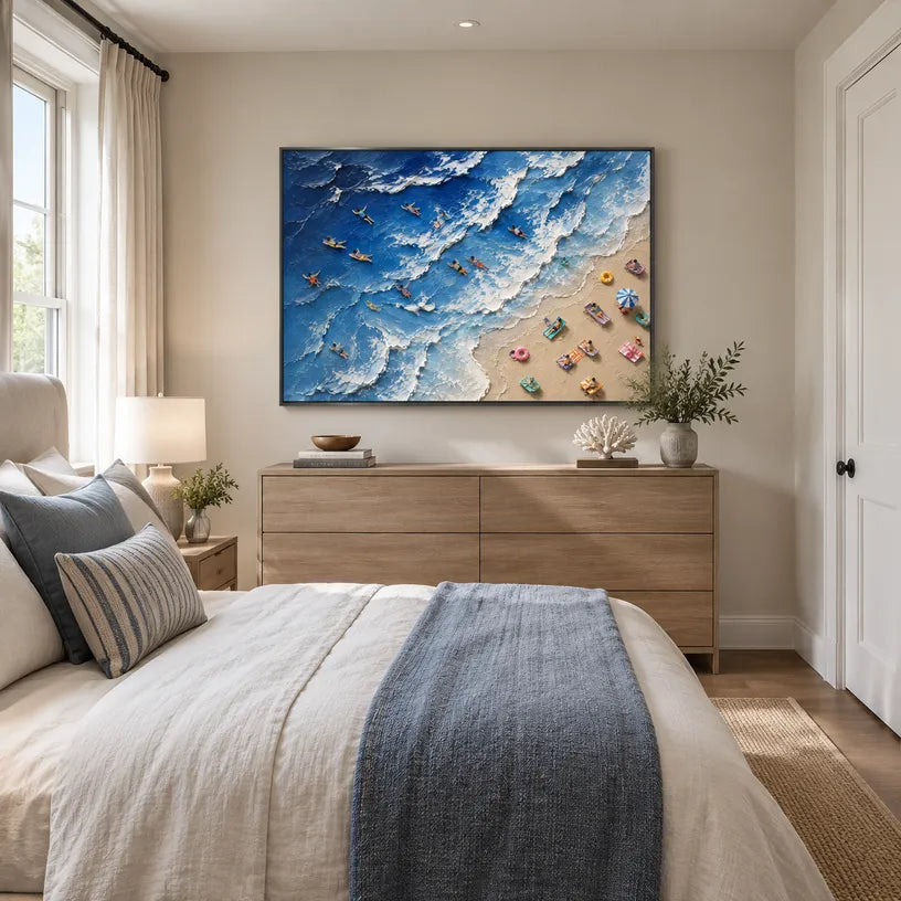Plaster & Texture abstract oil painting showing layered abstract marks, texture and expressive painterly movement in a blue palette.