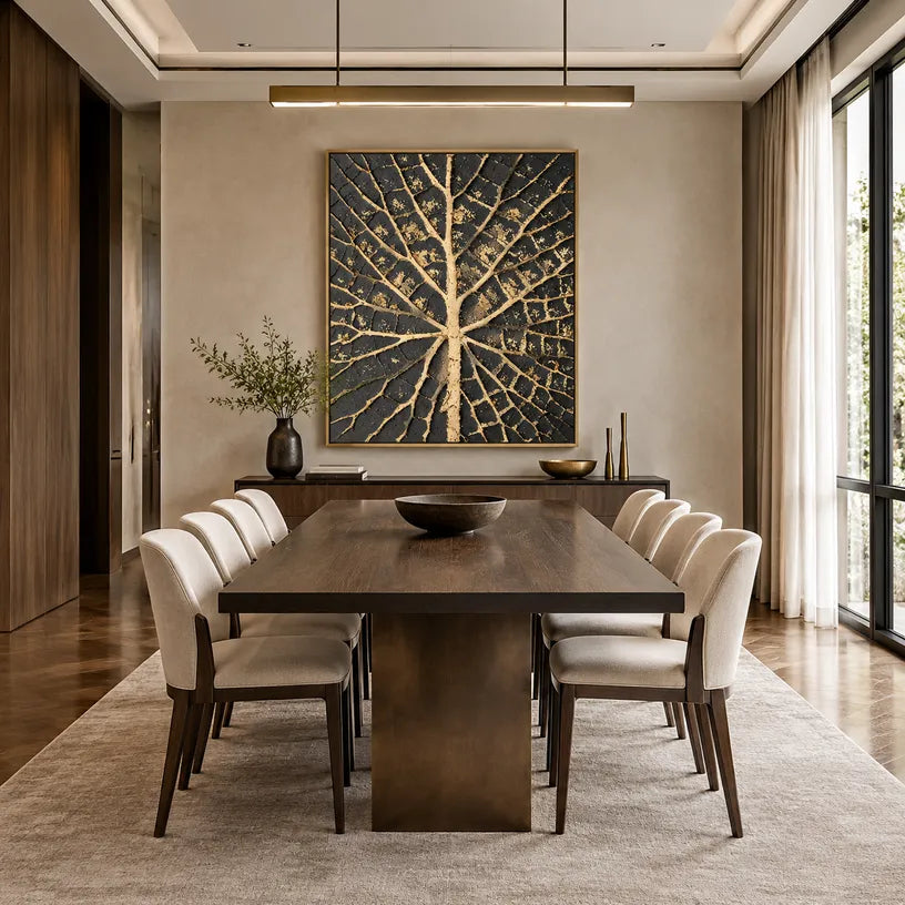 Plaster & Texture abstract oil painting showing layered abstract marks, texture and expressive painterly movement in a brown palette.
