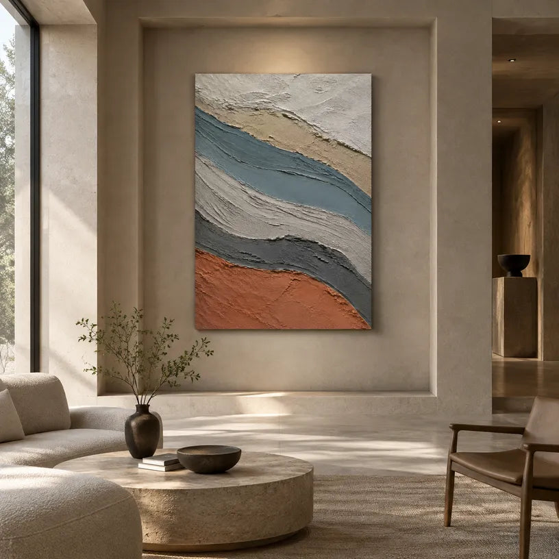 Plaster & Texture abstract oil painting showing layered abstract marks, texture and expressive painterly movement.