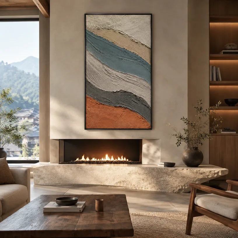 Plaster & Texture abstract oil painting showing layered abstract marks, texture and expressive painterly movement.
