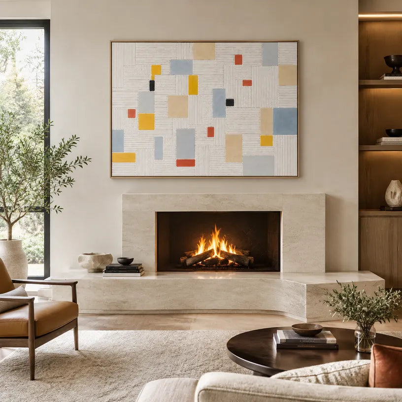 Plaster & Texture abstract oil painting showing layered abstract marks, texture and expressive painterly movement.