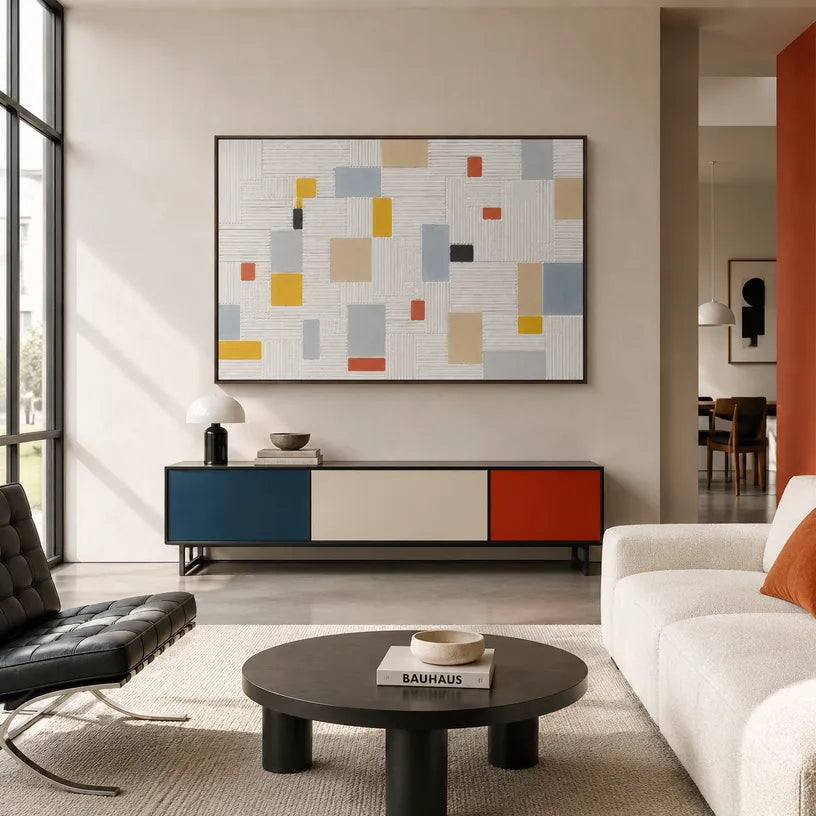 Plaster & Texture abstract oil painting showing layered abstract marks, texture and expressive painterly movement.