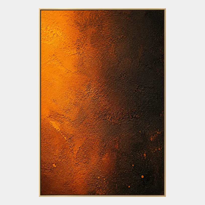 Plaster & Texture abstract oil painting showing layered abstract marks, texture and expressive painterly movement in a orange palette.