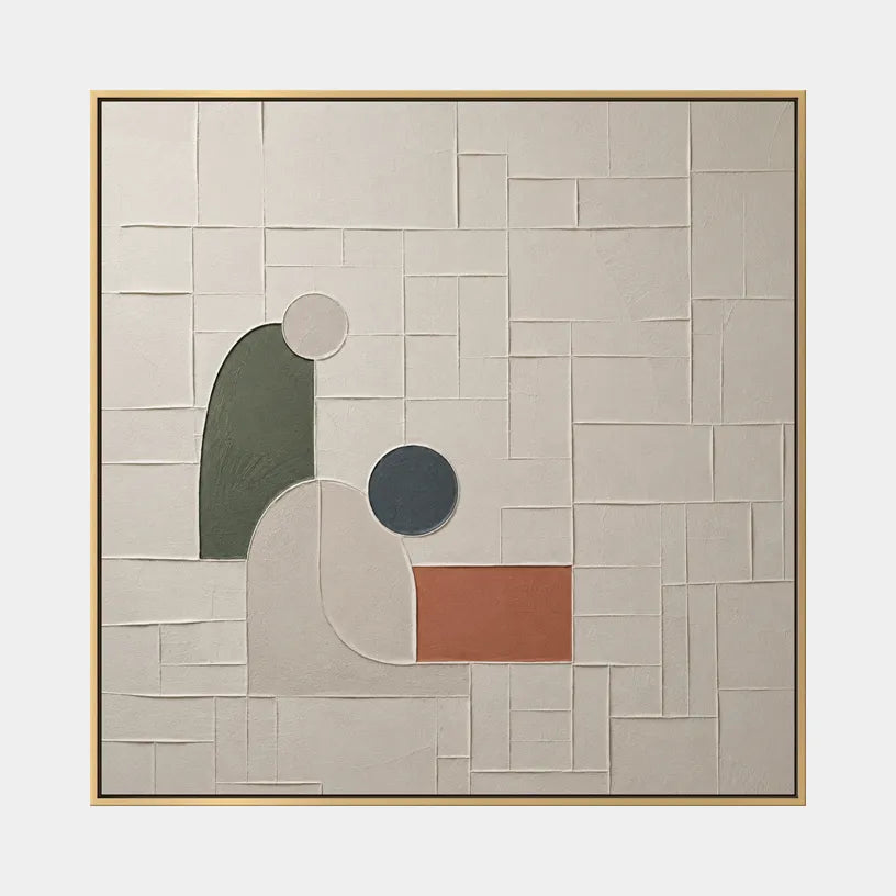 Plaster & Texture abstract oil painting showing layered abstract marks, texture and expressive painterly movement in a brown palette.