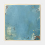Plaster & Texture abstract oil painting showing layered abstract marks, texture and expressive painterly movement in a blue palette.