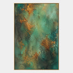 Plaster & Texture abstract oil painting showing layered abstract marks, texture and expressive painterly movement in a green palette.