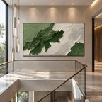 Plaster & Texture abstract oil painting showing layered abstract marks, texture and expressive painterly movement in a green palette.