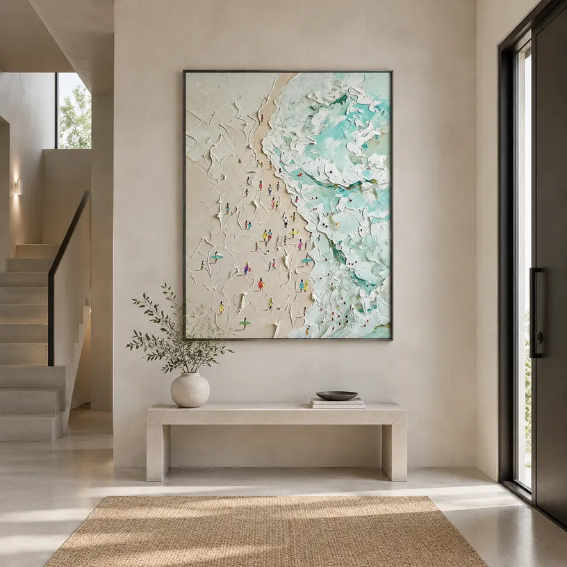 Plaster & Texture abstract oil painting showing layered abstract marks, texture and expressive painterly movement.