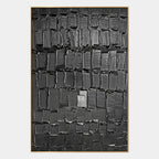 Plaster & Texture abstract oil painting showing layered abstract marks, texture and expressive painterly movement in a black palette.