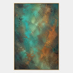 Plaster & Texture abstract oil painting showing layered abstract marks, texture and expressive painterly movement in a green palette.
