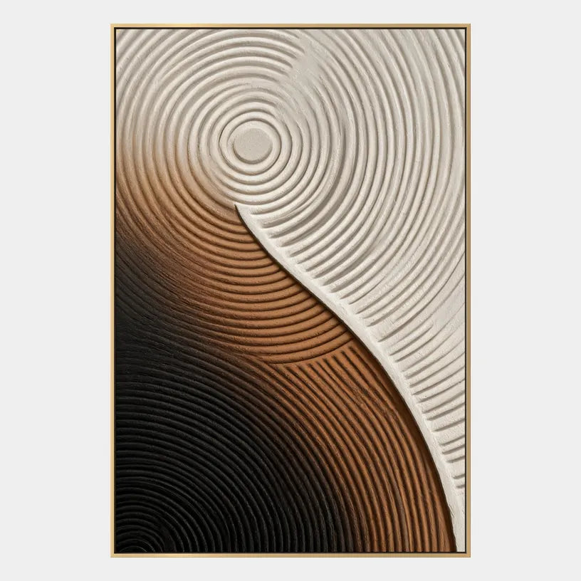 Plaster & Texture abstract oil painting showing layered abstract marks, texture and expressive painterly movement in a brown palette.