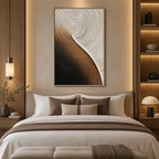 Plaster & Texture abstract oil painting showing layered abstract marks, texture and expressive painterly movement in a brown palette.