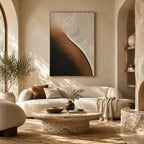 Plaster & Texture abstract oil painting showing layered abstract marks, texture and expressive painterly movement in a brown palette.