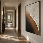 Plaster & Texture abstract oil painting showing layered abstract marks, texture and expressive painterly movement in a brown palette.
