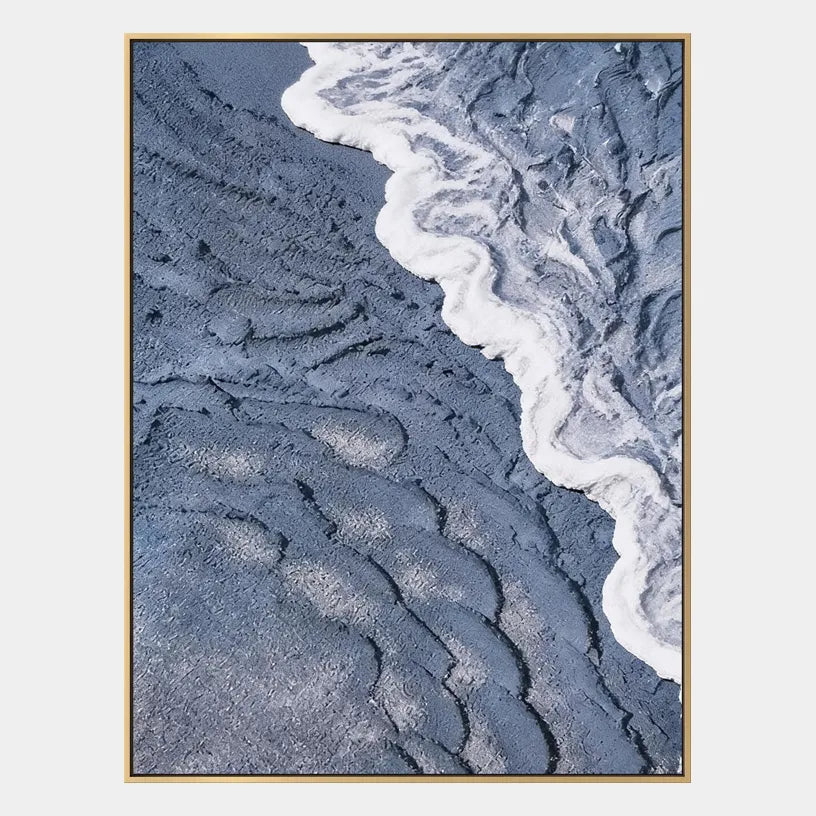 Plaster & Texture abstract oil painting showing layered abstract marks, texture and expressive painterly movement in a blue palette.