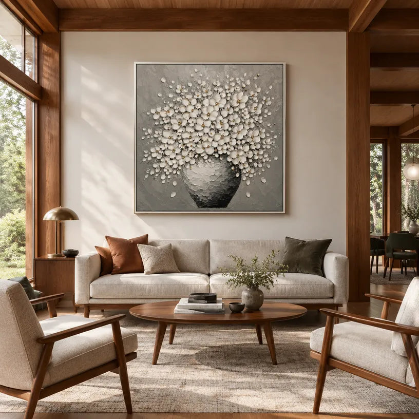 Plaster & Texture abstract oil painting showing layered abstract marks, texture and expressive painterly movement in a grey palette.